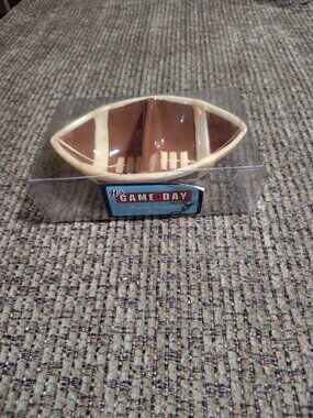 It's Game Day Football Shaped Condiment Bowl - 2 Sections - In Packaging (tr)